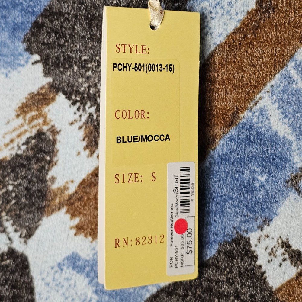 NWT Aryeh Women's Blue/Mocca Poncho Size Small - Picture 4 of 6
